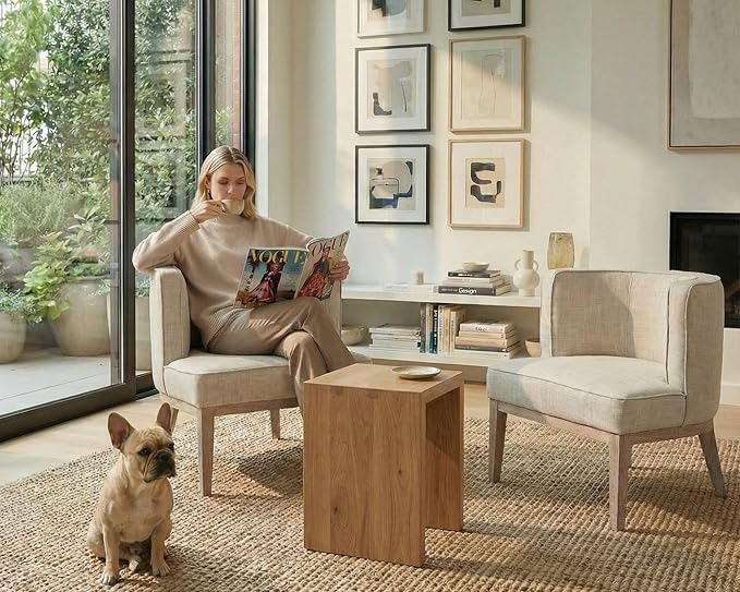 Beige Barrel Chairs Set of 2