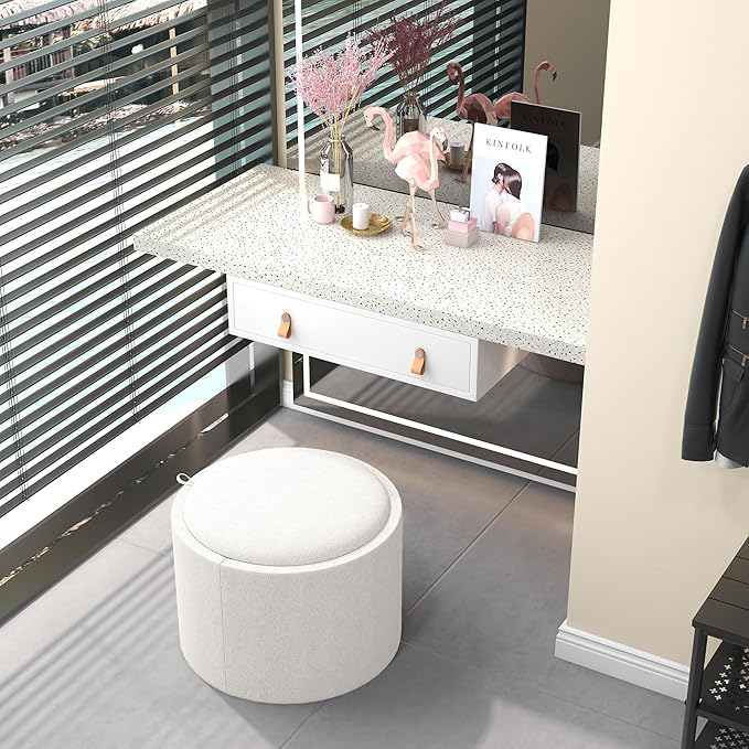 HOMCOM Round Storage Ottoman