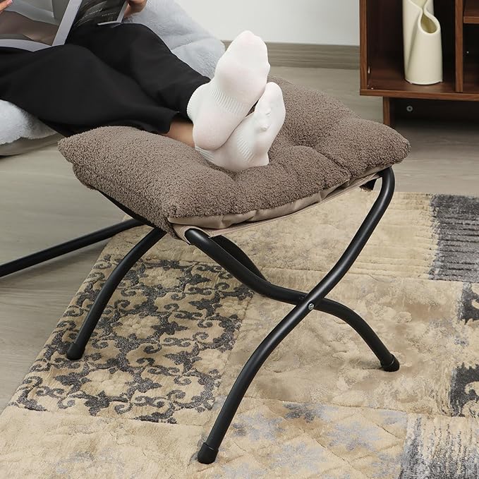 15" Folding Ottoman, Foldable Footrest Stool, Portable Small Foot Stool
