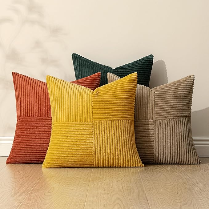 MIULEE Green Rust Throw Pillow Covers 18x18 Inch Set of 4 Boho Farmhouse Soft