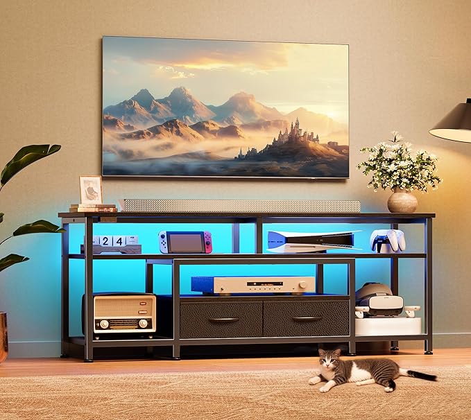 Huuger TV Stand for 55 60 Inch TV, Entertainment Center