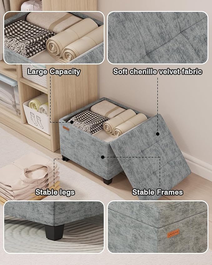 ABHENG Chenille Cover Steel Frame Ottoman