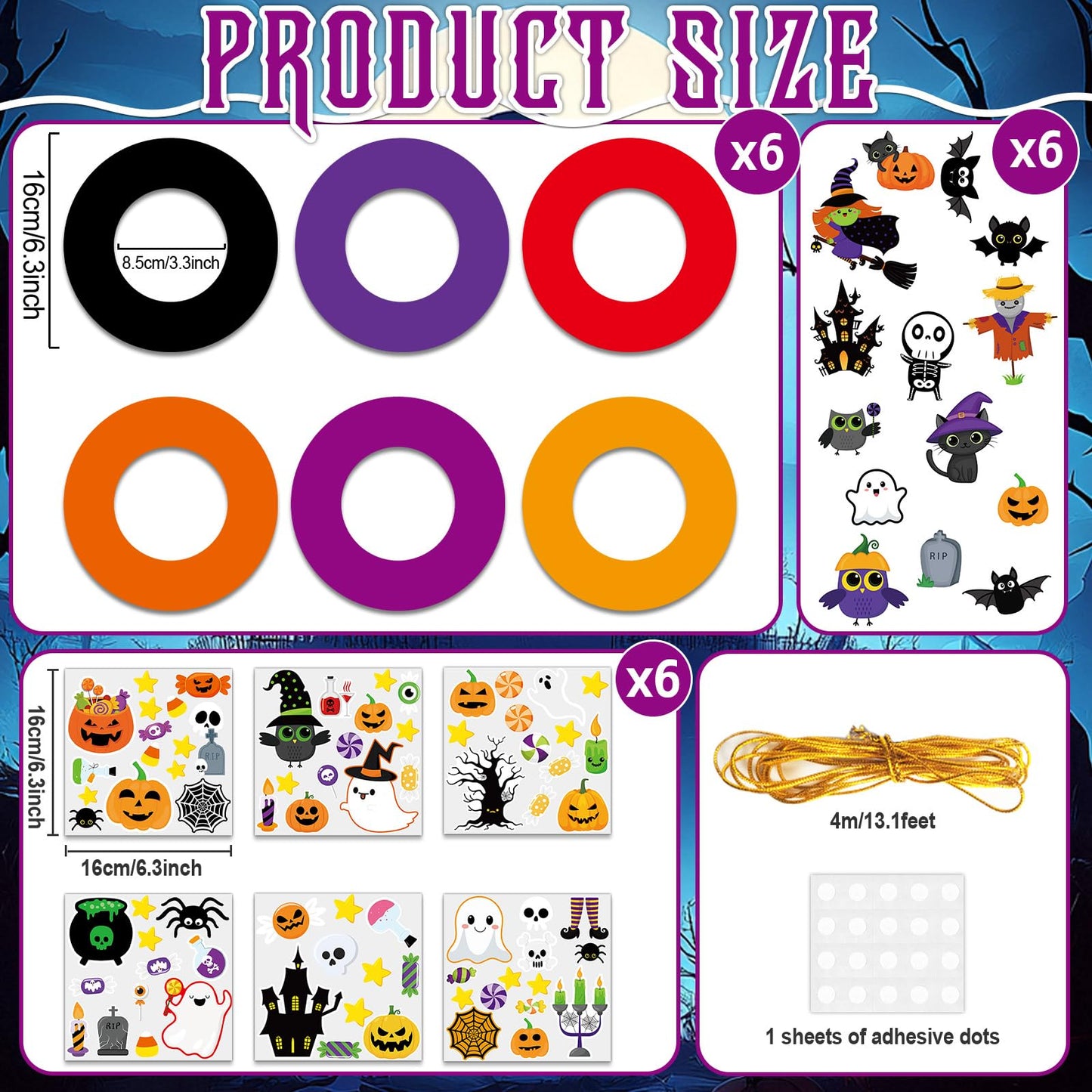 36 Sets Halloween Wreath Craft Kits DIY Hanging Wreath Ornaments Halloween Paper Hanging Ornaments Make Your Own Pumpkins Ghost Witch Bats Paper Art Craft for School Home Party Decor Activities