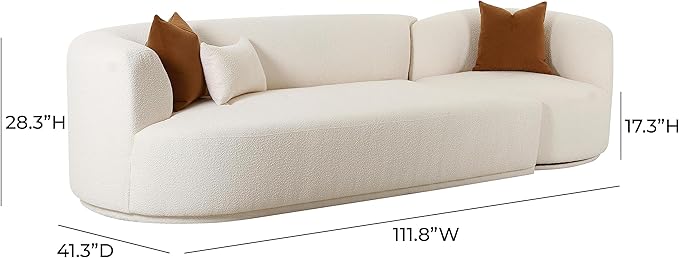 Tov Furniture Fickle Cream Boucle 2-Piece Modular LAF Sofa
