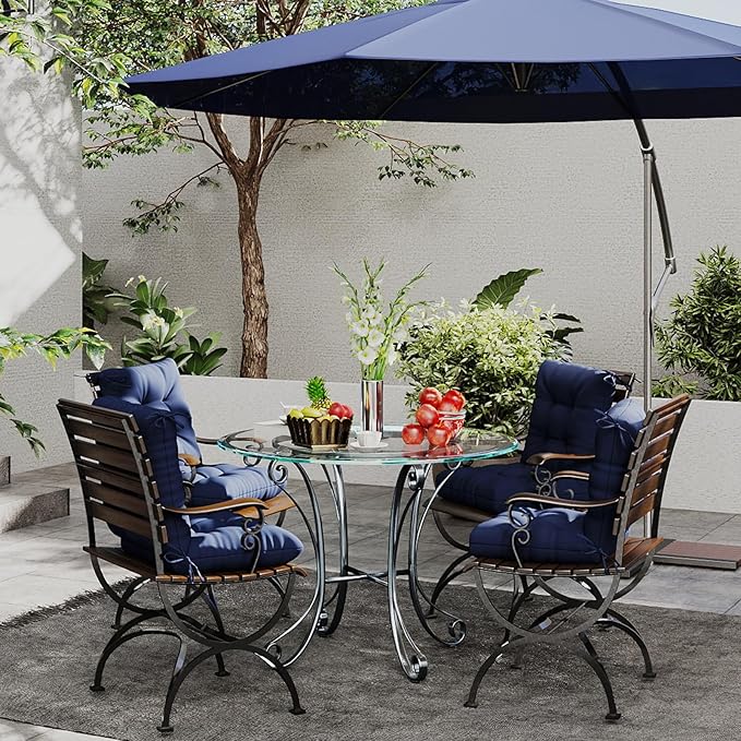 Outdoor Chair Cushions Set of 2, High Back Soft Seat Pad