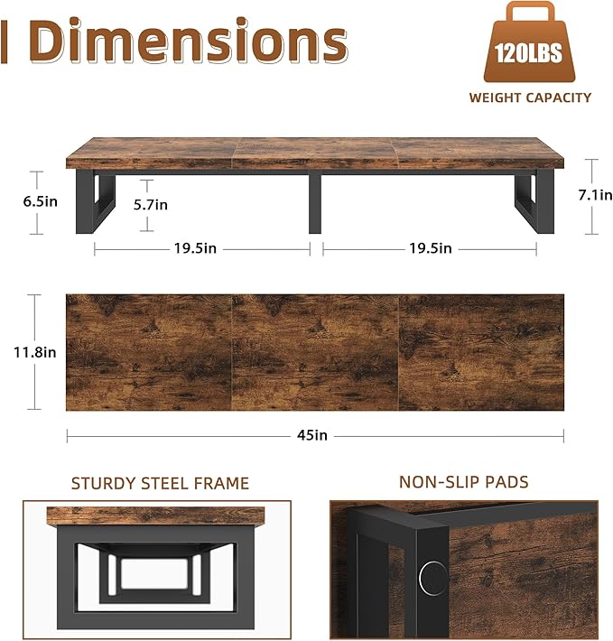 YAOHUOO 45" Large TV Riser for 32-60 inch TV, TV Riser Stand Shelf
