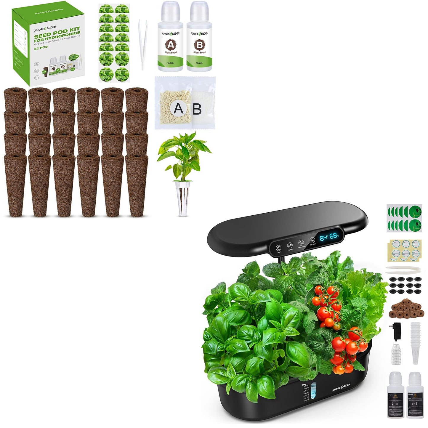 Ahopegarden Indoor Garden Hydroponics Growing System with Hydroponics Pods Kit