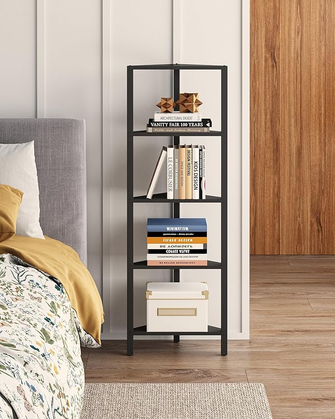 TUTOTAK Corner Shelf, 5-Tier Corner Bookshelf