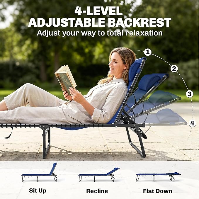 Outsunny Folding Chaise Lounge Chair, Patio Sun Tanning Chair, Outdoor Chaise