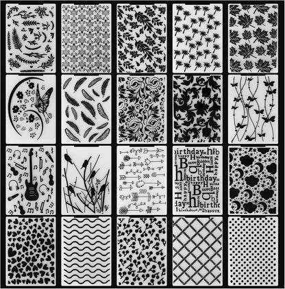 20 Pcs Embossing Folders,Embossing Folders for Card Making,Plastic Paper Card Stencils for Crafts Scrapbook Photo Album DIY,"5.8 x 4.1"(10 Classic + 10 Natural）