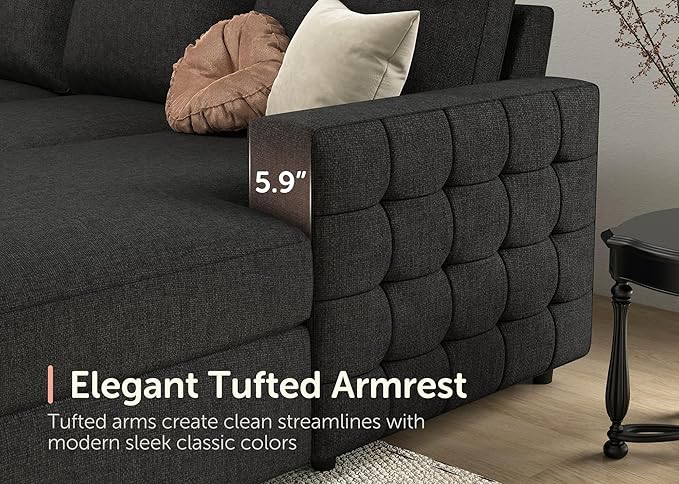 HONBAY Sectional Couch with Pull Out Bed, Sectional Sleeper Sofa with Storage