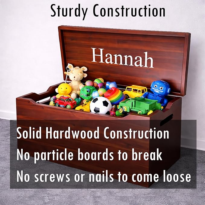 Personalized Engraved Name, Fully Assembled, Solid Wood Storage Trunk