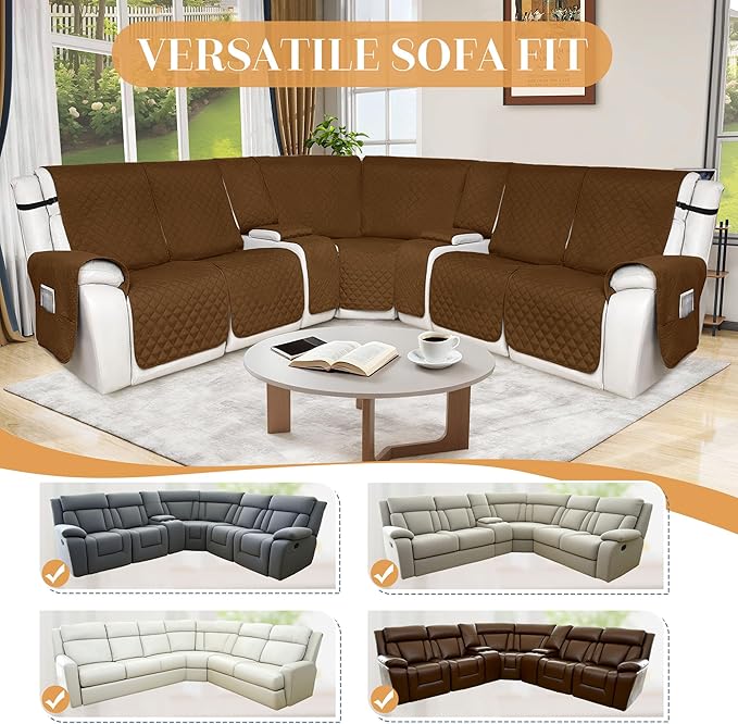 HDCAXKJ 100% Waterproof Reclining Sectional Couch Covers L Shape Recliner Sofa
