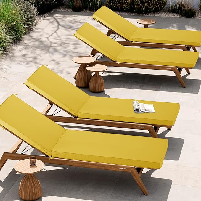 Chaise Lounge Cushion Outdoor, Waterproof and Stain-Resistant Lounge Deck