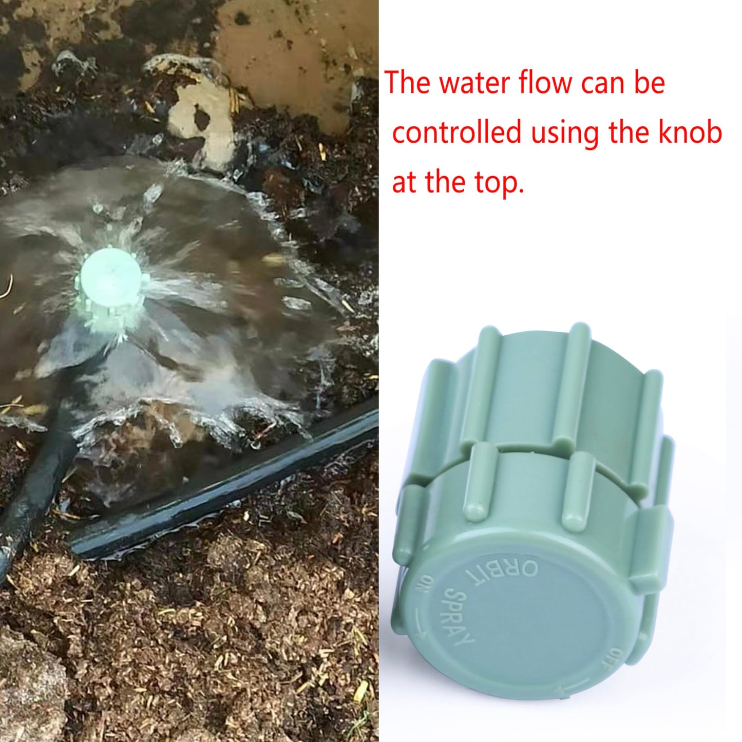 Ypzxola 10 Pack Adjustable Bubbler Sprinkler Heads with 11.8in Stake, 360 Degree Micro Irrigation Emitters, Drip System Replacement Sprayer for Lawn Garden Plants Watering