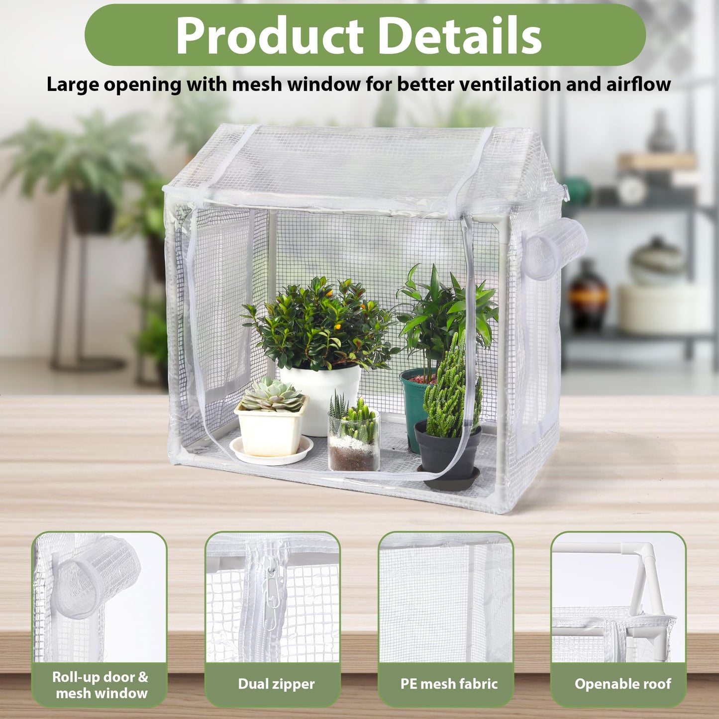 Mini Greenhouse for Indoor Plants, Fully Enclosed Mini Indoor Greenhouse with Top Opening, Waterproof Small Indoor Greenhouse for Nursery & Germination