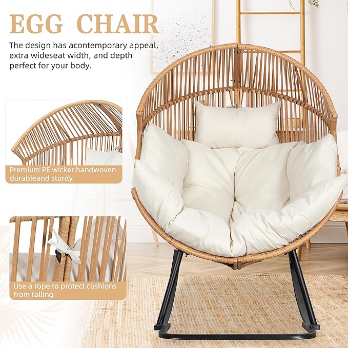 Vongrasig Wicker Egg Chair PE Rattan Rocking Chair