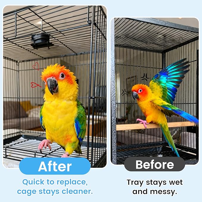 23.6x16.9in Bird Cage Liners - 100 Sheets Pre-Cut Disposable Cage Tray Liners, High Absorbent Non-Woven Pads for Parrots, Cockatiels and Small Animals