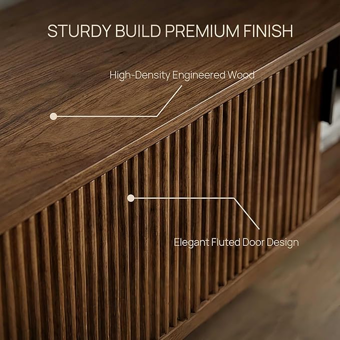 Alpen Fluted TV Stands for Living Room, Wood Television Media Cabinet for