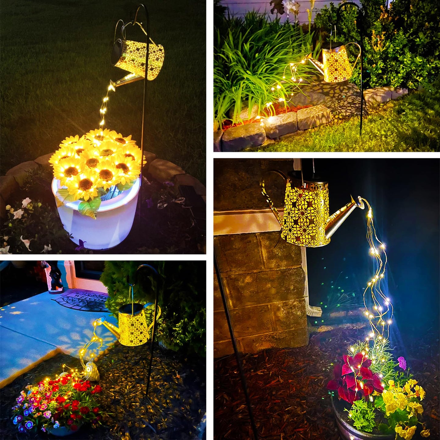 VOOKRY Solar Watering Can Lights, 2 Pack Retro Large Hanging Solar Lights Outdoor Decorative Waterproof Garden Decor for Outside Patio Yard Porch Lawn, Gifts for Mom Women Grandma Birthday
