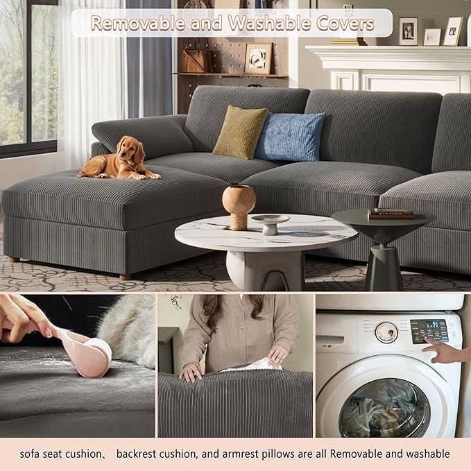 EASE MOOSE Oversized Sectional Modular Sofa, Large U Shape Sectional Couch Wide