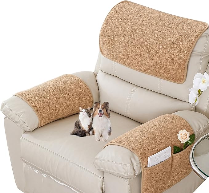 Armrest Covers - Arm Chair Covers Set of 3 Recliner Chair Covers,