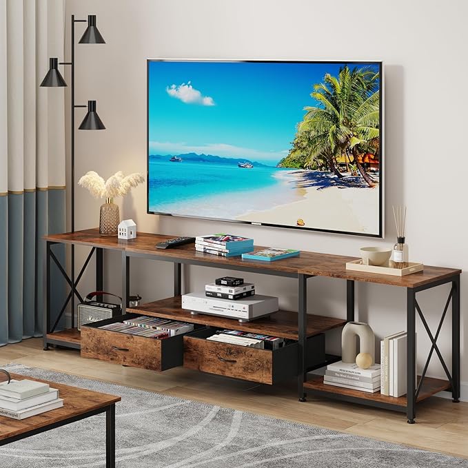 GYIIYUO TV Stand with Fabric Drawers