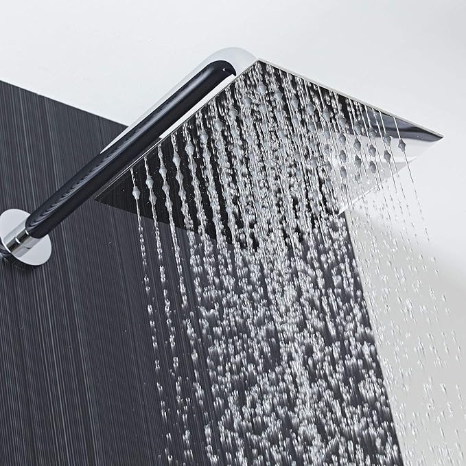 Voolan Oversize Rain Shower Head - High Flow Square Rainfall Showerhead - Waterfall Full Body Coverage - Universal Ceiling or Wall Mount (16 Inch, Chrome)