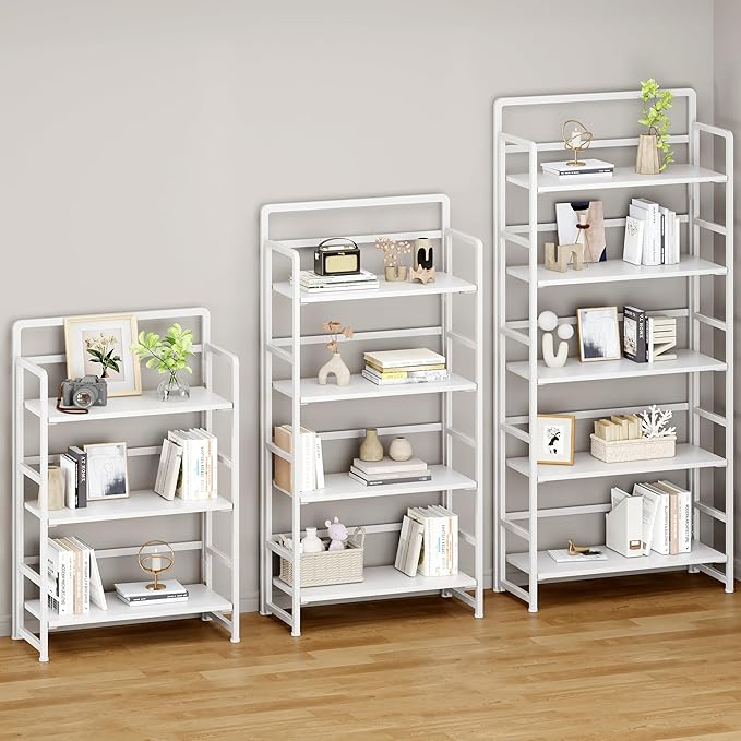 No Assembly Folding Bookshelf, 5 Tiers Collapsible Book Shelf