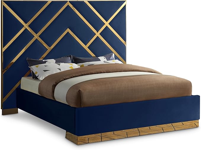 Meridian Furniture VectorNavy-Q Vector Collection Modern | Contemporary Velvet