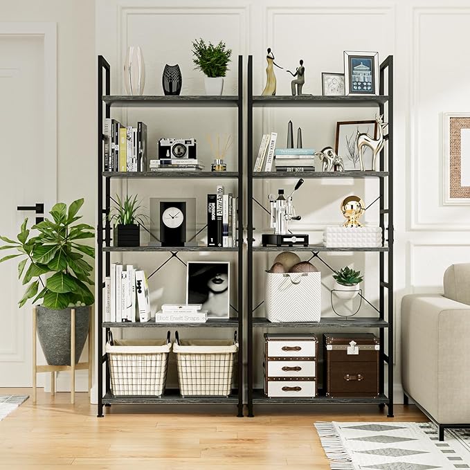 NUMENN 5 Tier Bookshelf, Tall Bookcase Shelf Storage Organizer, Modern Book