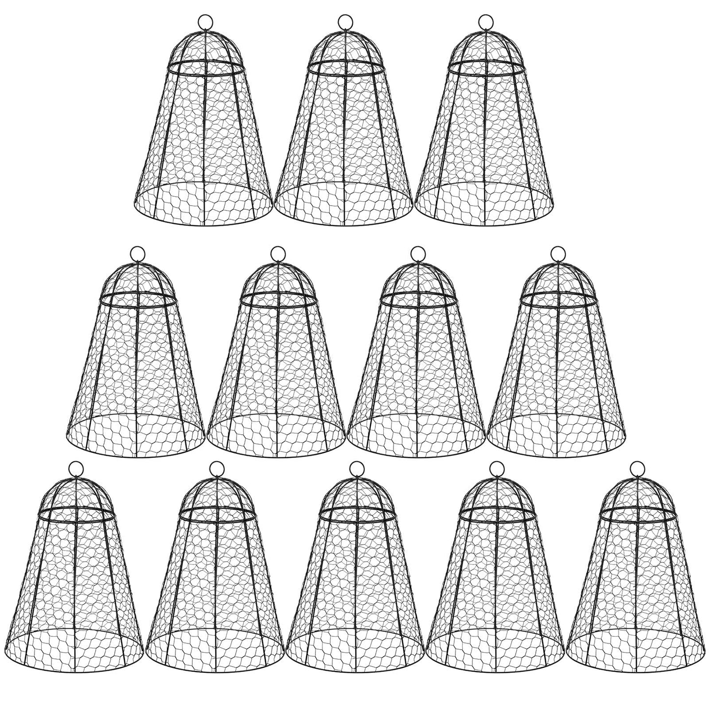 12 Pack Garden Chicken Wire Cloche, 12" W x 15.7" H Plant Protectors and Covers, Wire Garden Cloches from Animals, Metal Cage Plant Protection, Strong and Not Easy to Deform, No Assembly Required