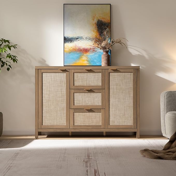SICOTAS Rattan Sideboard Buffet Cabinet