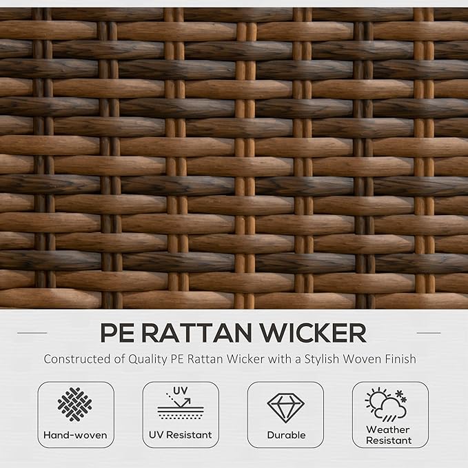 Outsunny 4 Piece PE Rattan Outdoor Patio Furniture Set, Wicker Conversation Set