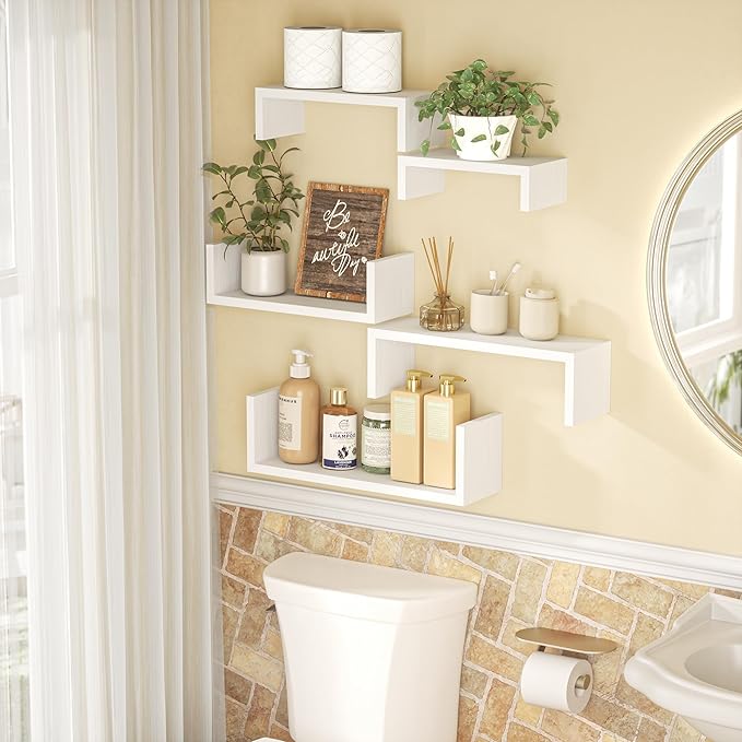 SRIWATANA Floating Shelves for Wall, Wall Shelves for Bathroom, Living Room