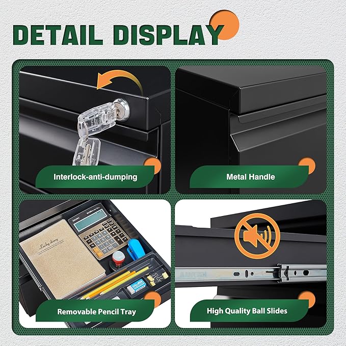 Letaya 3 Drawer Mobile File Cabinet