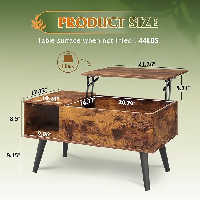 WLIVE Coffee Table for Living Room, Small Coffee Table