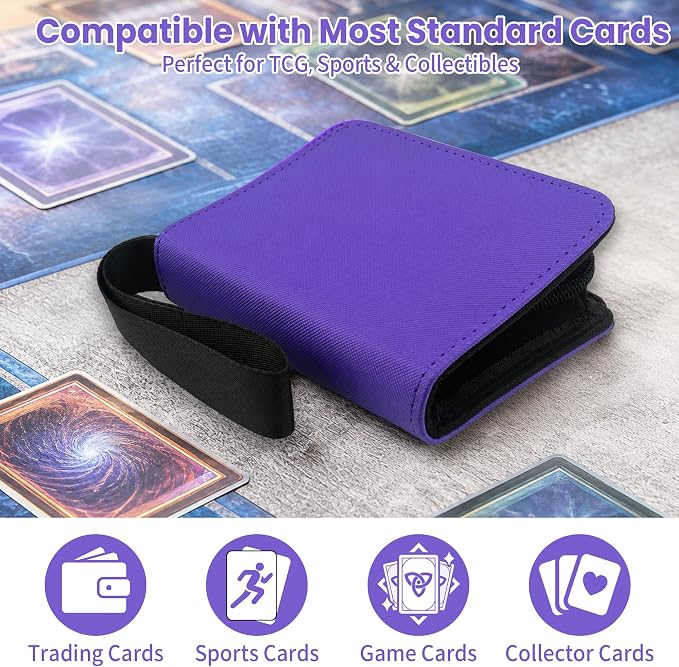 Mini Trading Card Binder Album, 1 Pocket Card Binder with 20 Double-Sided Pages 40 Pockets, Side Loading Small Card Binder for Trading Cards, Single Card Holder Book for Collectors and Kids