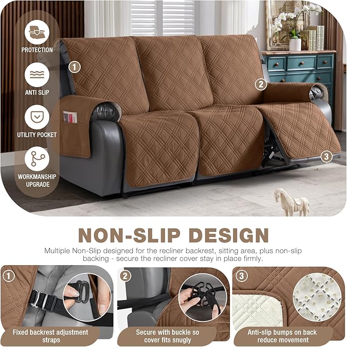 TAOCOCO 100% Waterproof Recliner Sofa Covers 3 Seater Split Couch Covers