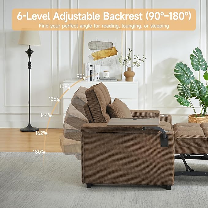Auvsoce 3-in-1 Folding Convertible Sofa Bed Set of 2, Sleep Couch