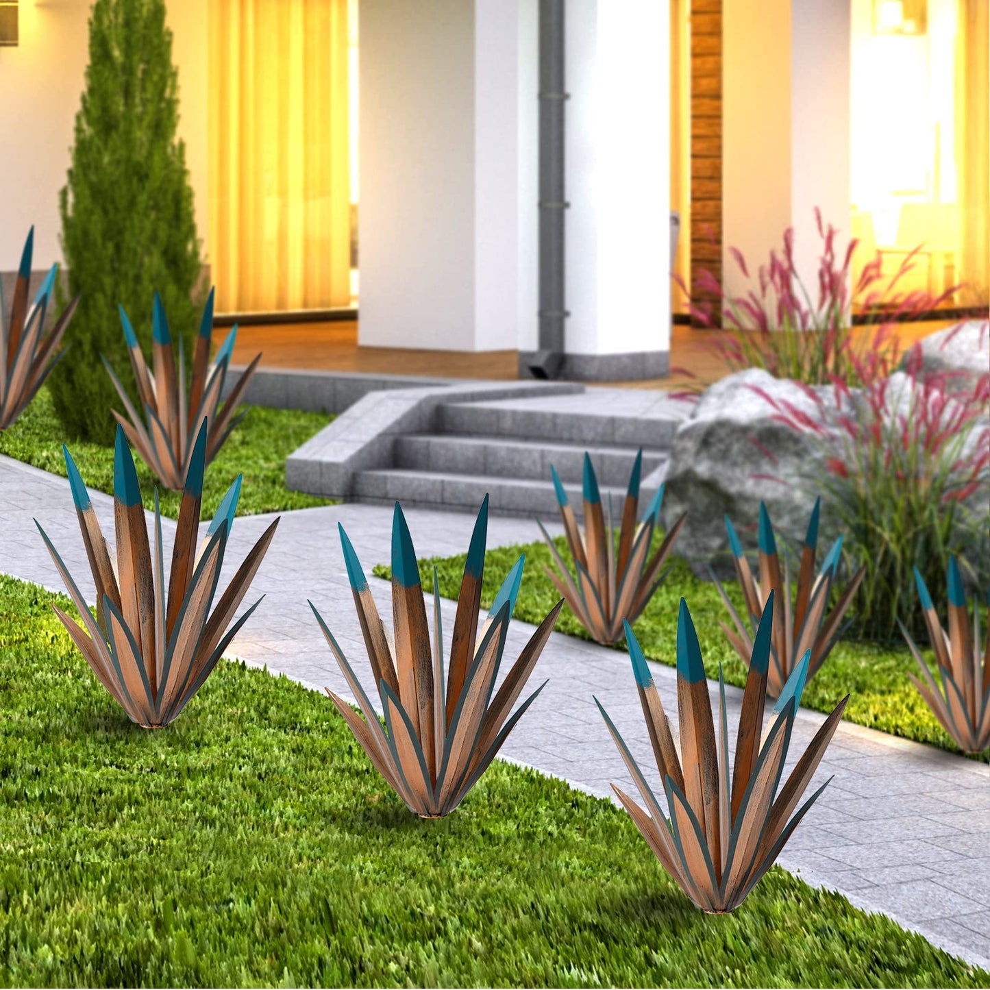 VChymm 2pcs Metal Tequila Country Sculpture DIY Tequila Plant Home Decor Country Tequila Garden Ornament Indooutdoor Statuette Patio Lawn Patio Stake Decoration Gift to The Garden 12“