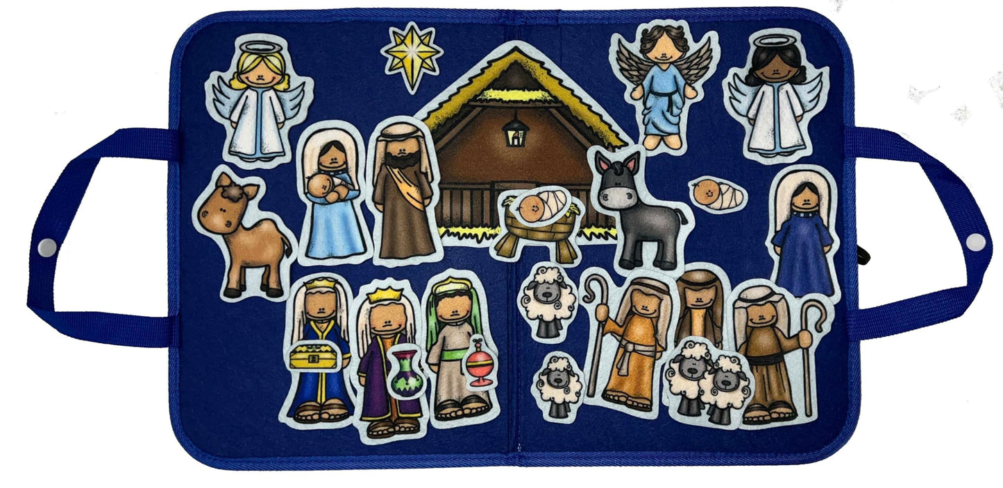 Story Time Felts Nativity Birth of Baby Jesus Felt Figures Flannel Board Stories 25 Pieces Christmas Scene (Small with Flannel Board)