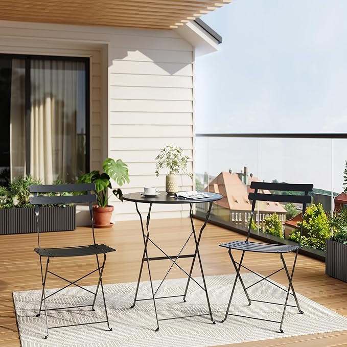 3-Piece Folding Bistro Set, Outdoor Patio Furniture Set