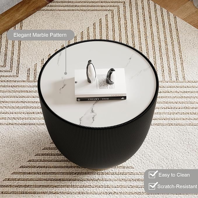 SSLine Bowl-Shape Coffee Table Set of 2 Modern Sintered Stone Top Nesting