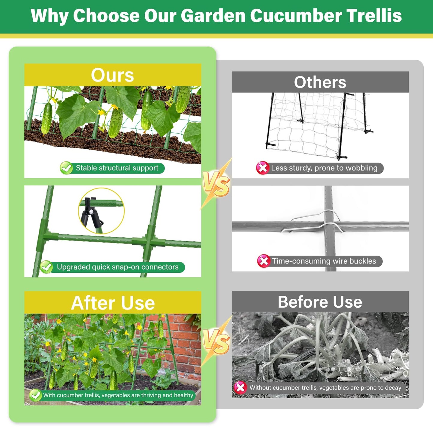 Sunwinx 2Pack 51x35Inch Cucumber Trellis for Raised Bed, Adjustable A-Frame Garden Trellis for Climbing Plants Outdoor with Climbing Net, Meal Plant Trellis for Vegetables Pea Bean Tomato Squash Grape
