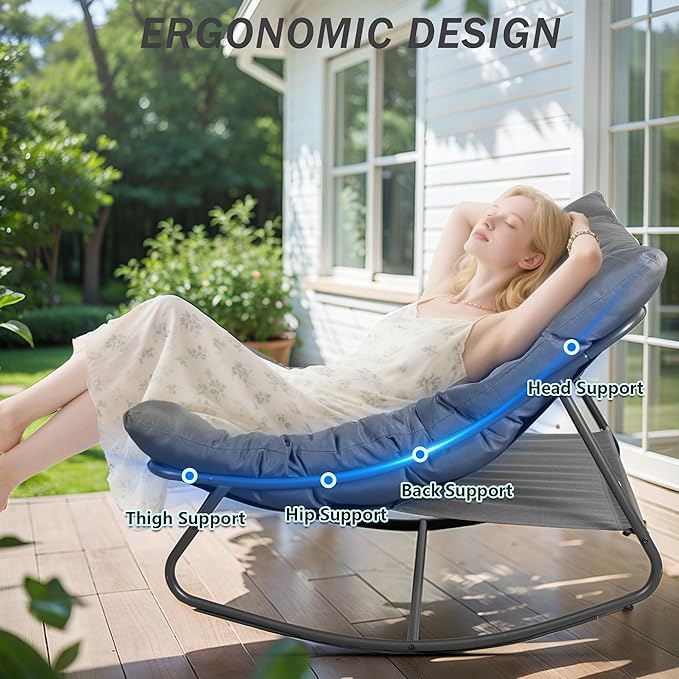 NOBLEMOOD Oversized Rocking Chairs Set of 2, Outdoor & Indoor Papasan Rocking