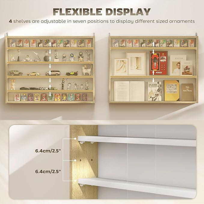 HOMCOM 5-Tier Display Cabinet, Glass Door Cabinet