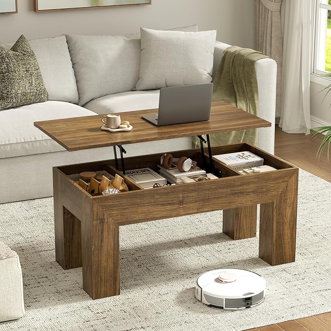 FABATO 41.7'' Lift Top Coffee Table, Wooden Rectangle Coffee Table