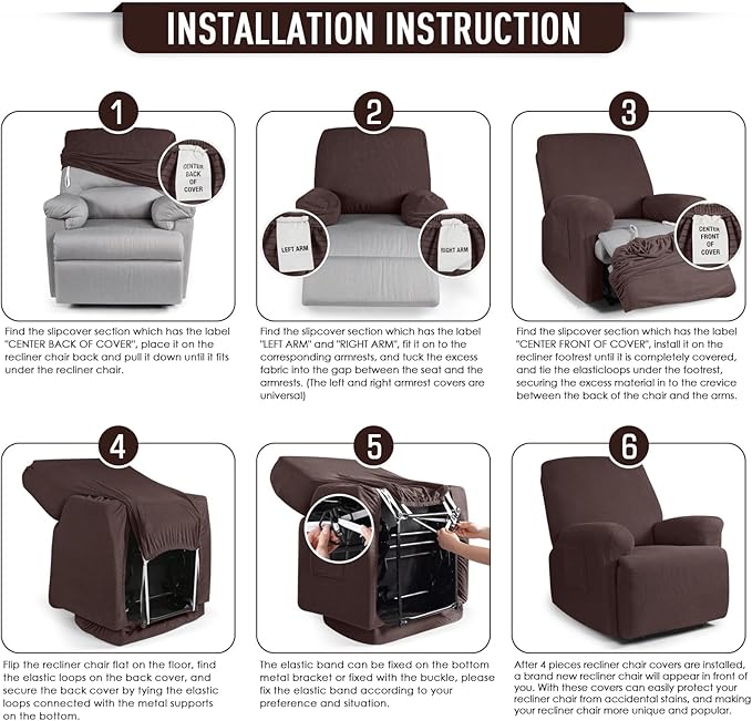 TAOCOCO Recliner Cover 4-Pieces, Recliner Stretch Sofa Slipcover, Recliner