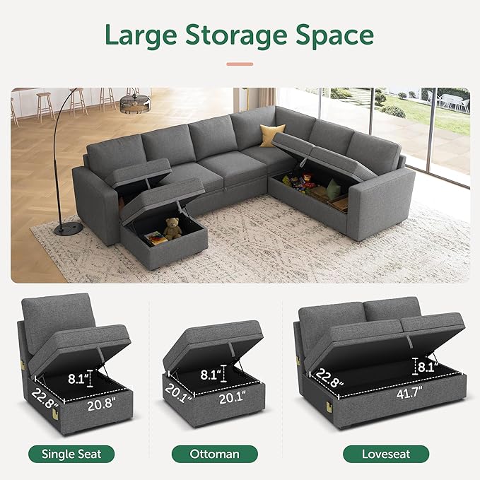 HONBAY Sectional Sleeper Sofa